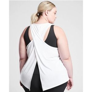 ATHLETA Top 1X Essence Tie Back Gym Tank Bright White $44 Fitness Lifestyle NEW!